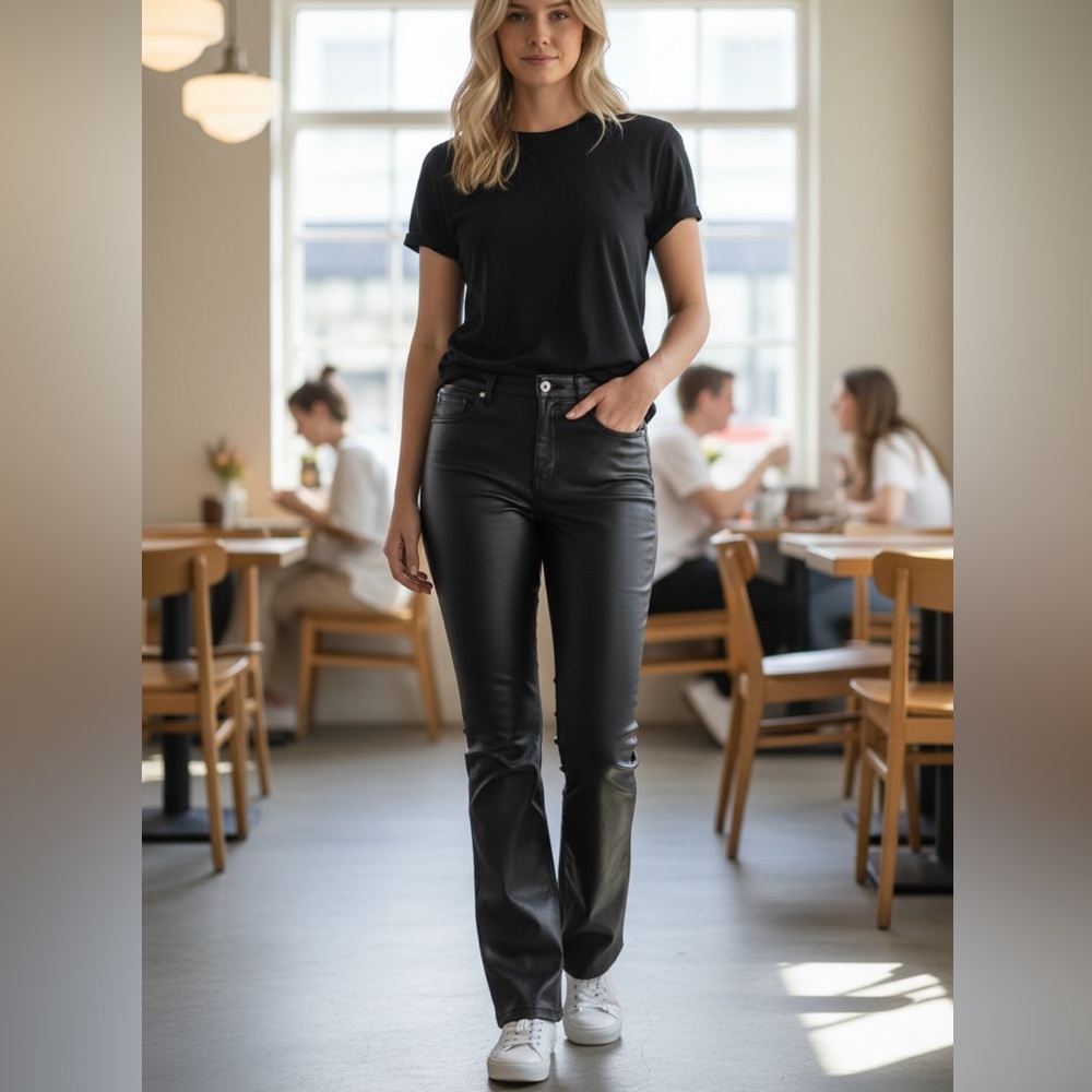 Zara Black Faux Leather Trousers NWOT